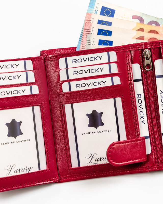 Zgrabna Skórzana damska portmonetka Rovicky RFID
