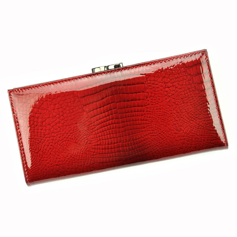 Lorenti portfel damski podłużny klasyczny lakierowany duży ochrona RFID