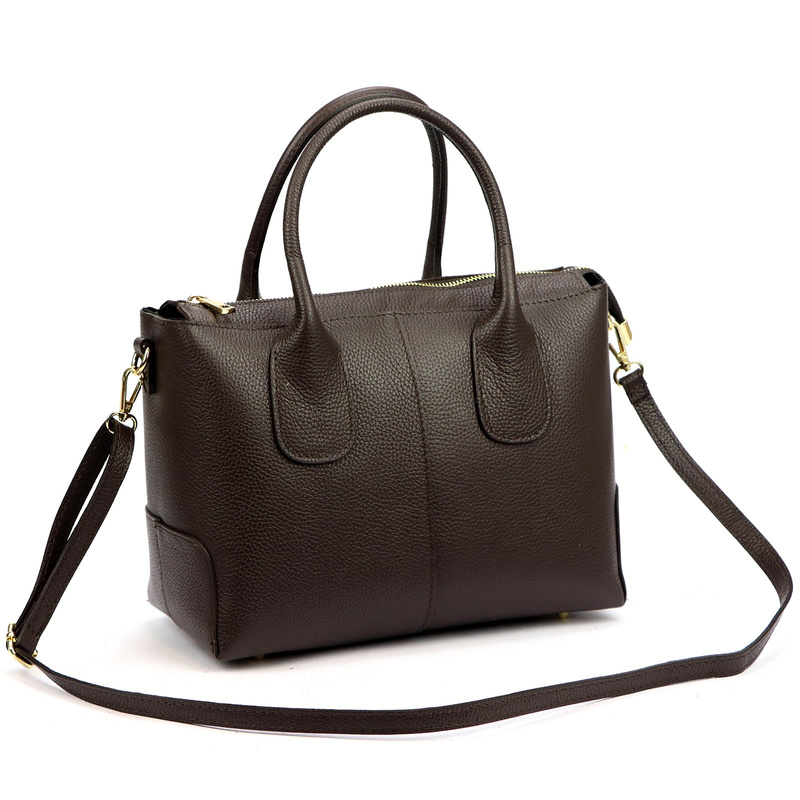 Luka Skórzany damski pojemny kuferek do ręki torebka na ramię z paskiem