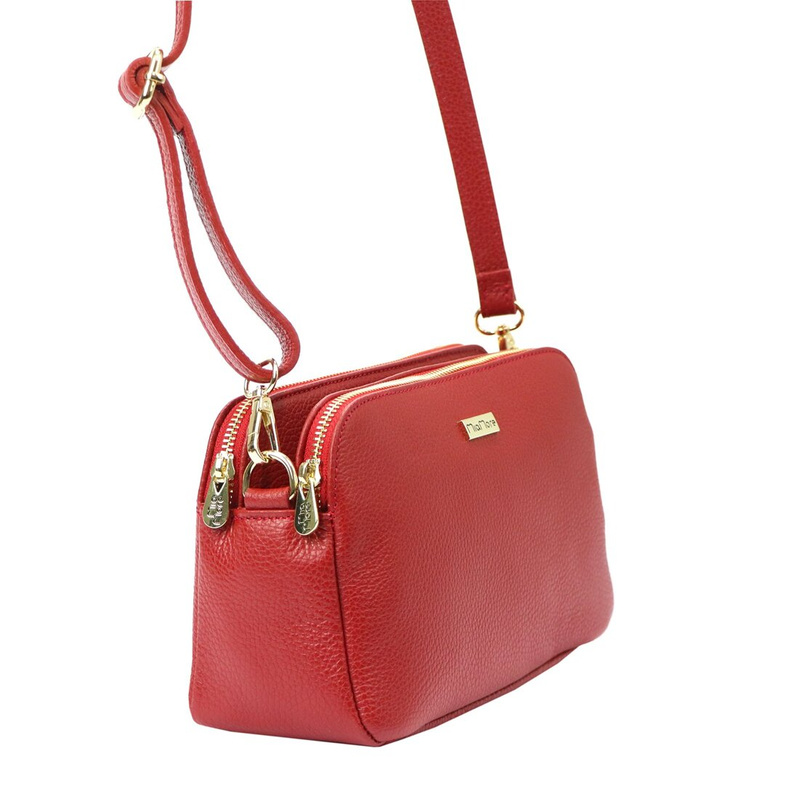 MiaMore Listonoszka Damska Skóra Naturalna Torebka Na Ramię 3 Komory