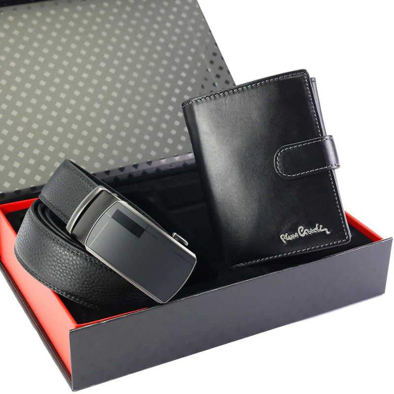 Pierre Cardin zestaw duży portfel skórzany i pasek do spodni na prezent