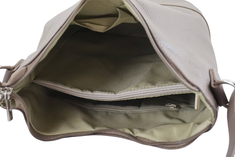 Modna torebka włoska skórzana - Beżowa ciemna