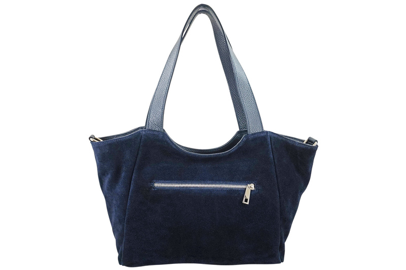 Torebka damska zamszowa typu worek - Granatowa