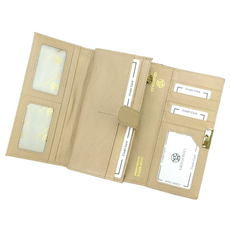 Klasyczny duży Skórzany damski portfel Gregorio