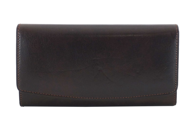 Skórzany portfel damski - Barberini's - Brązowy ciemny
