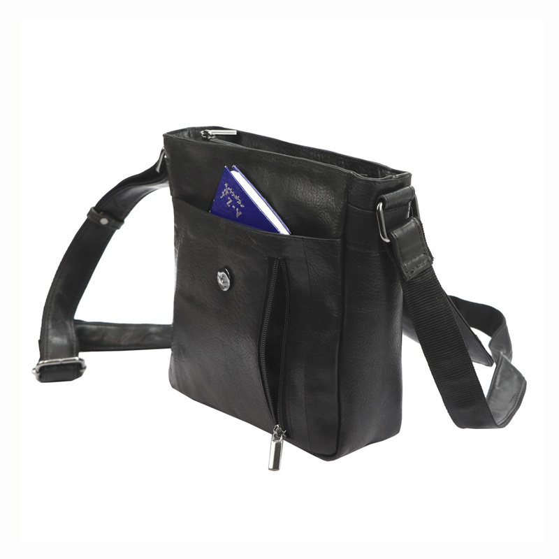 Nordee Saszetka męska z kieszeniami ze naturalnej skóry regulowany pasek