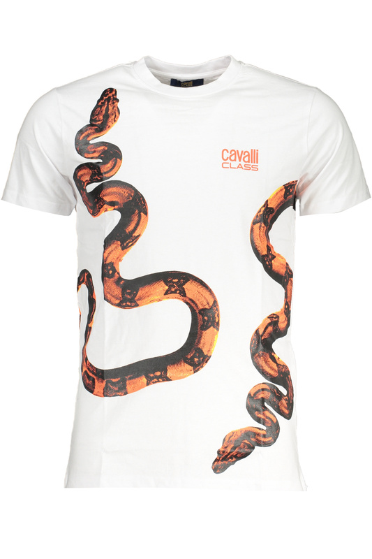 T-SHIRT MĘSKI Z KRÓTKIM RĘKAWEM KLASY CAVALLI BIAŁY