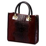 Vera Pelle damski kuferek skórzany torebka do ręki skóra krokodyla