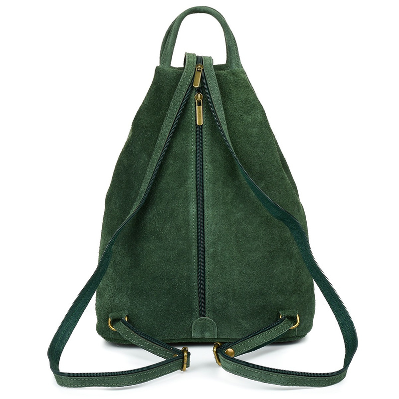 Ciemno- zielony Vera Pelle włoski Plecak Skórzany damski mały T53