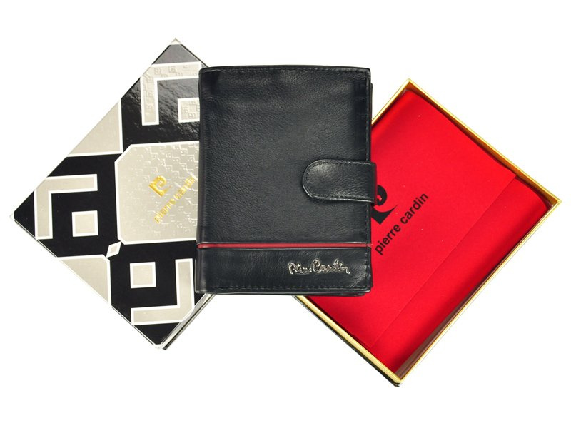 Portfel Skórzany Męski Duży Stylowy Czarny Skóra Naturalna Pierre Cardin