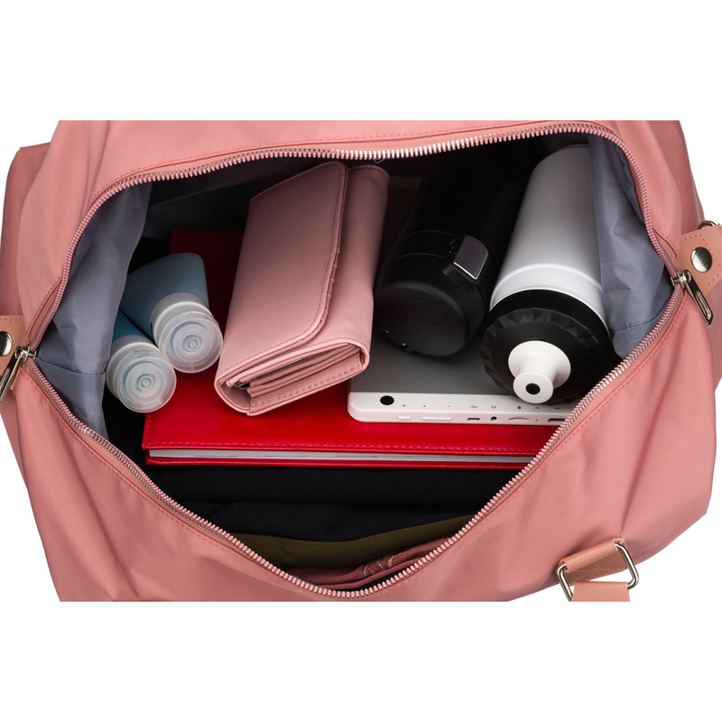 Różowa torba treningowa z poliestru, jednokomorowa i zamykana suwakiem - Peterson