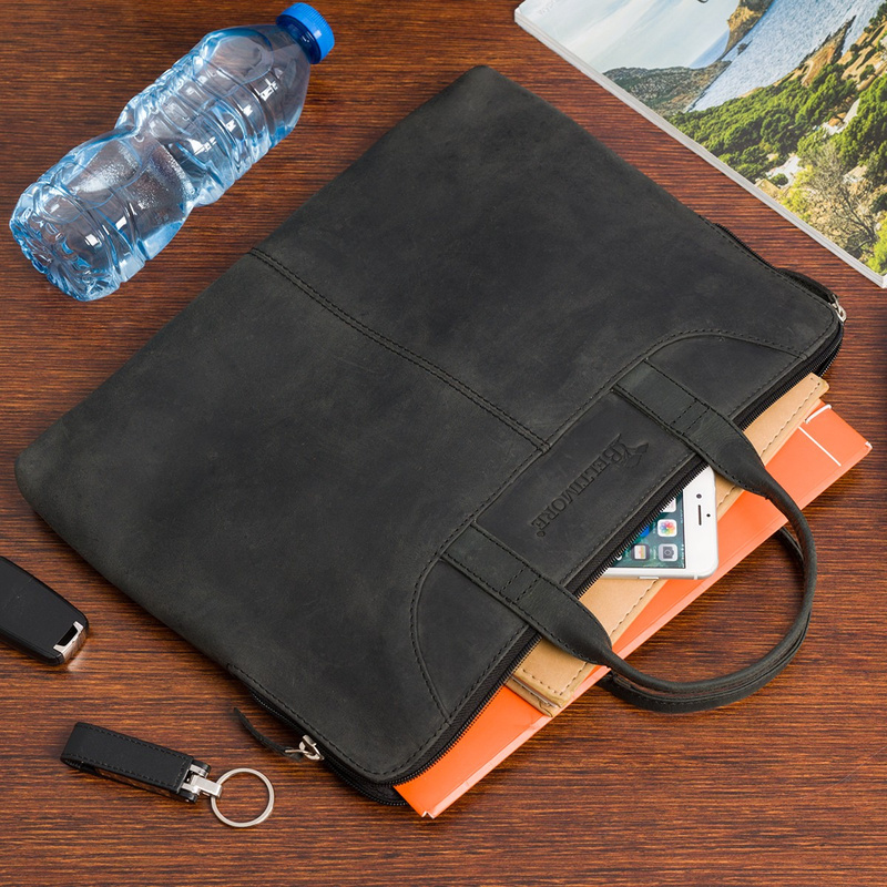 Teczka aktówka pokrowiec futerał na komputer laptopa 13" skórzana czarna Beltimore S13