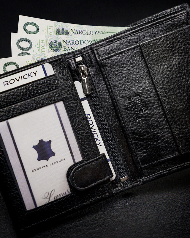 Klasyczny męski portfel skórzany z RFID Rovicky