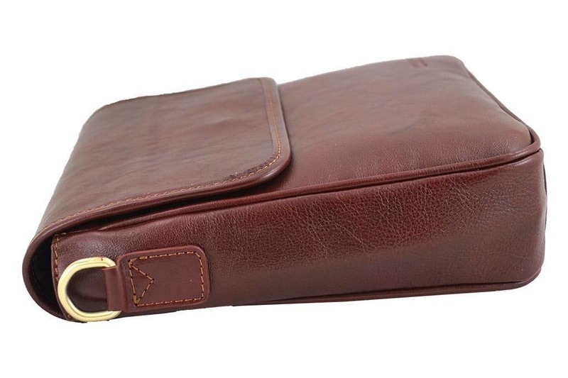 Torba męska ze skóry naturalnej na ramię - Brązowa