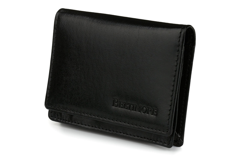 Etui na wizytówki karty czarne skórzane portfel slim Beltimore G94