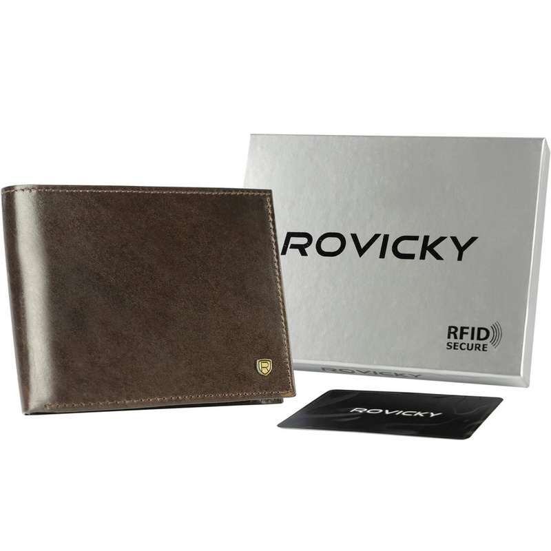 Portfel Skórzany Męski Rozbudowany Skóra Naturalna Rovicky RFID