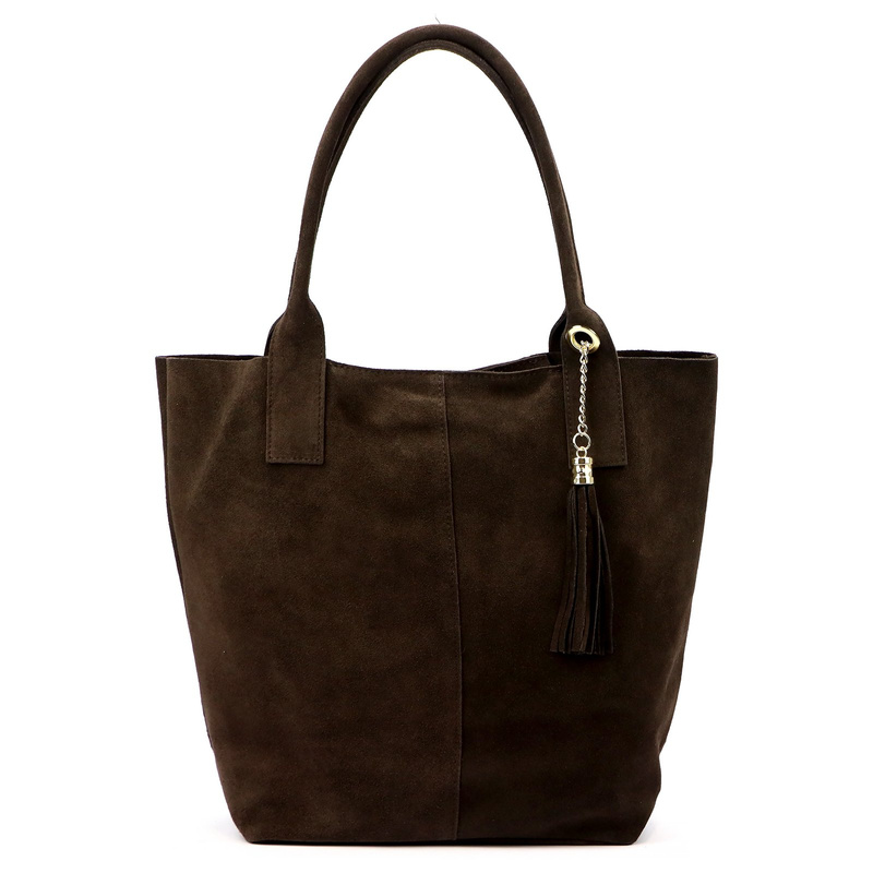 Vera Pelle zamszowa damska shopperbag skóra naturalna torebka na ramię