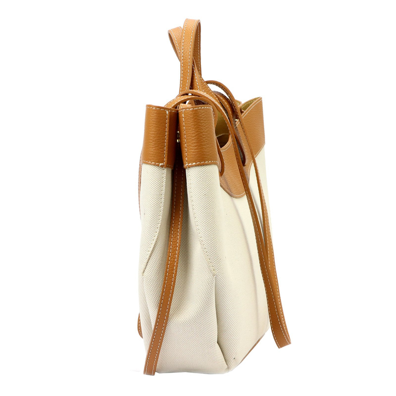 Vera Pelle Dużadamska shopperbag z lnem torebka na ramię z kosmetyczką