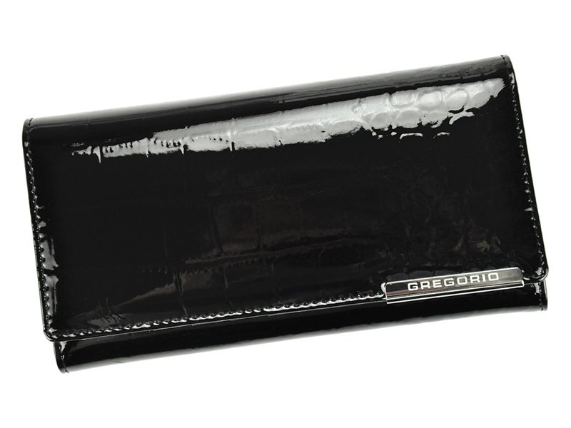 Gregorio damski portfel lakierowany skórzany wzór skóra krokodyla pojemny