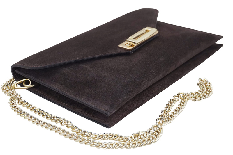 Stylowa kopertówka zamszowa Barberinis - Brązowa ciemna
