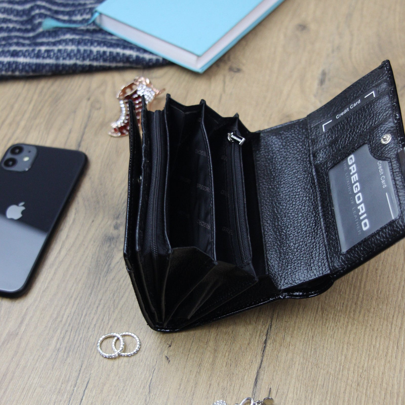 Lakierowany Skórzany damski portfel od Gregorio