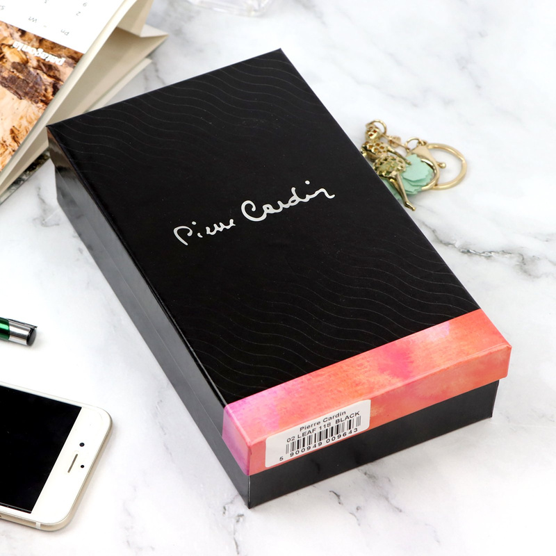 Pierre Cardin duży damski portfel skóra naturalna lakierowana roślinny wzór