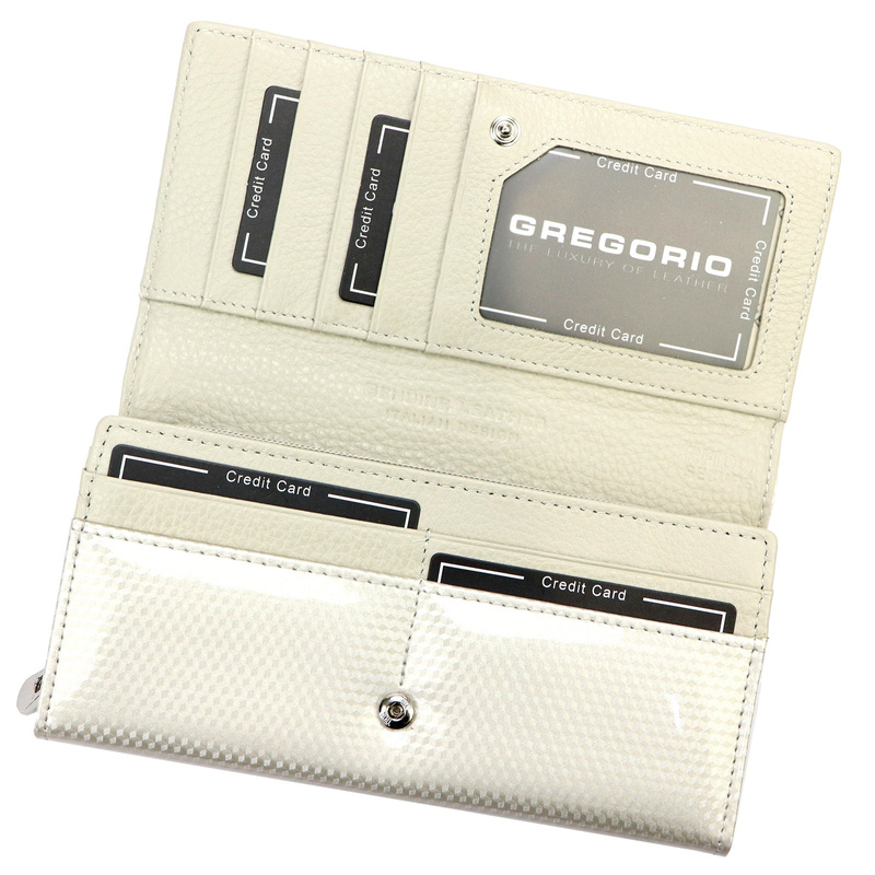 Lakierowany damski portfel skórzany duży Gregorio