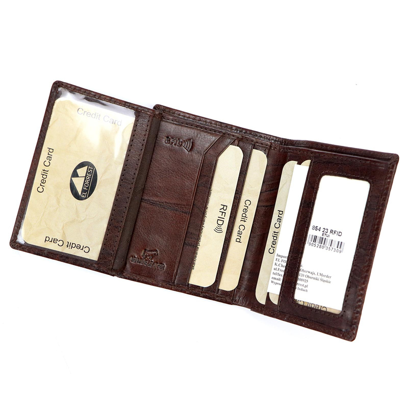 EL FORREST męskie etui na karty i dokumenty skórzane pionowe ochrona RFID