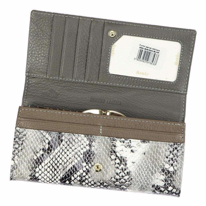 Skórzany damski portfel Rovicky 8801-BPRN RFID