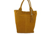 Shopper bag - torebka damska zamszowa - Żółta ciemna 