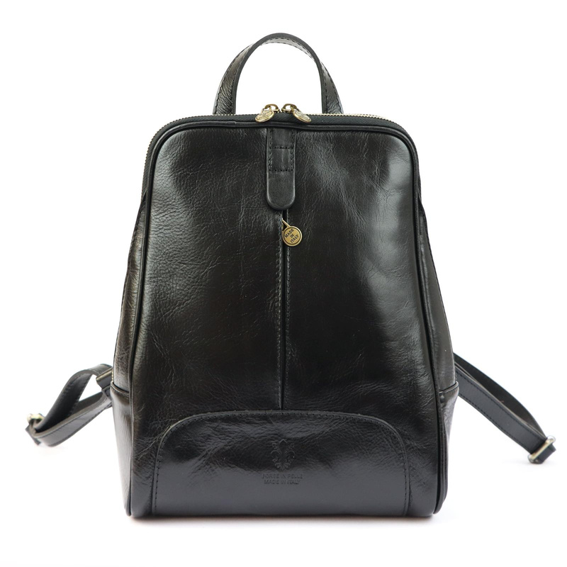 Florence Miejski Damski plecak skóra naturalna z kieszeniami na suwak