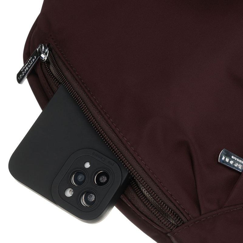 Bordowa torebka damska z poliestru zamykana suwakiem - Peterson