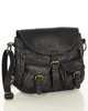 MARCO MAZZINI Skórzana torebka listonoszka z kieszeniami safari handmade bag czarna
