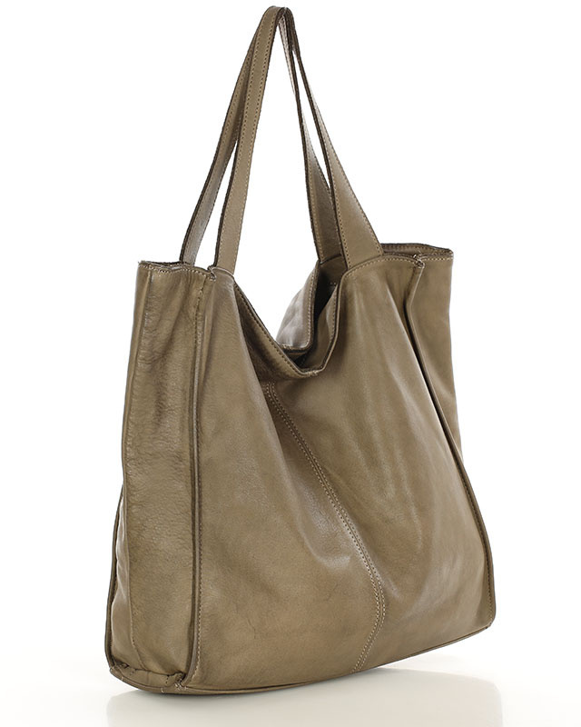 MARCO MAZZINI Torebka miejski shopper bag skóra naturalna handmade beżowa cappuccino