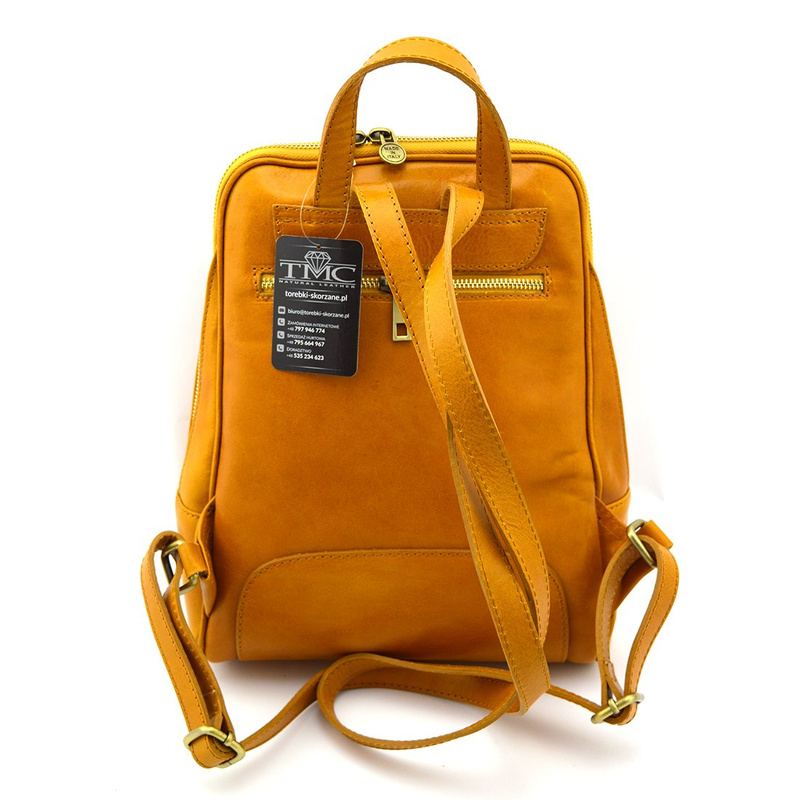 Florence Miejski Damski plecak skóra naturalna z kieszeniami na suwak