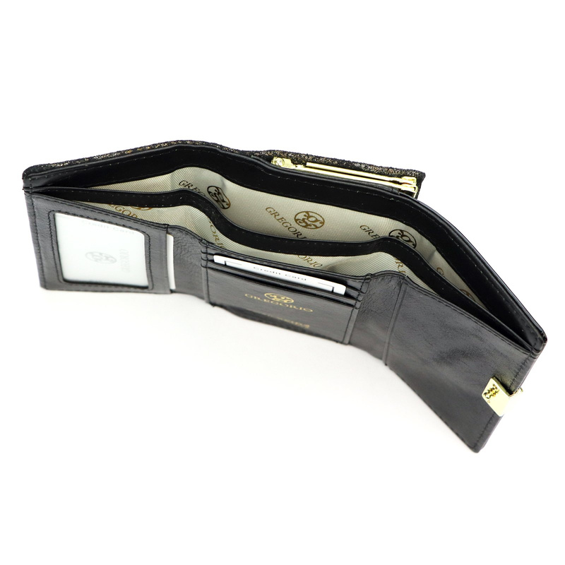 Skórzany damski portfel z elementem skóry węża