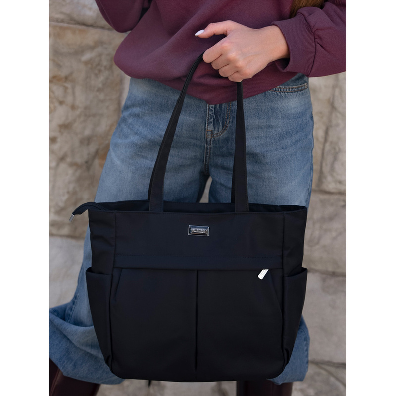 Modna torba shopper A4 w czarnym kolorze - Peterson