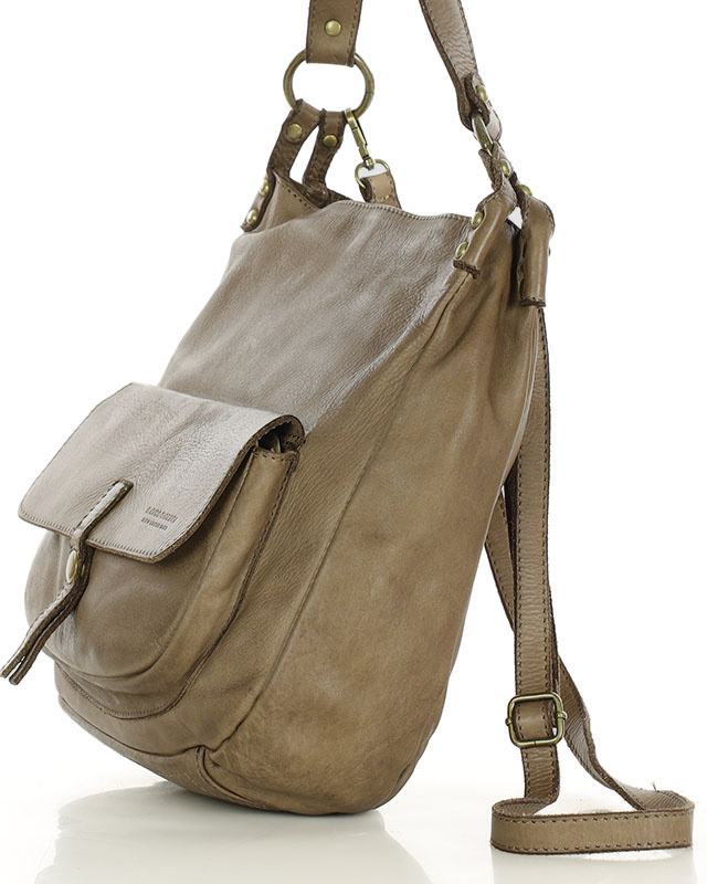 Torebka worek skóra naturalna hobo bag - MARCO MAZZINI beżowa