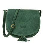 Szara Torebka podkówka listonoszka damska skóra włoska miękka B66