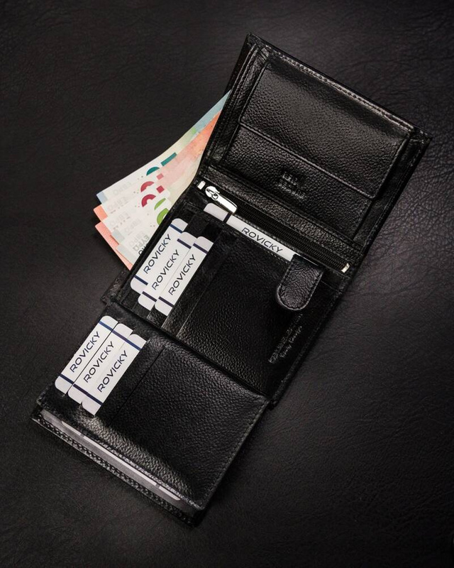 Duży męski skórzany stylowy portfel z RFID Rovicky