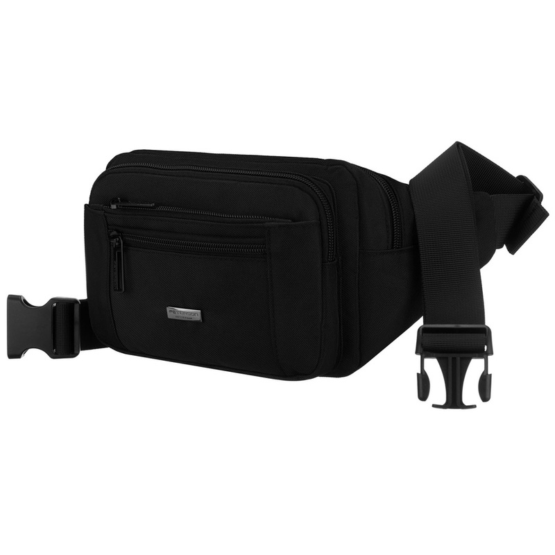 Saszetka męska w czarnym kolorze zamykana suwakiem, jednokomorowa - Peterson