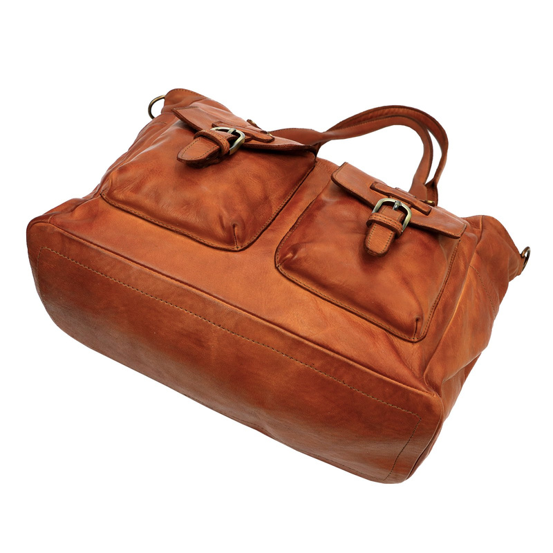 Damska duża skórzana shopperbag torebka na ramię shopper z kieszeniami VS