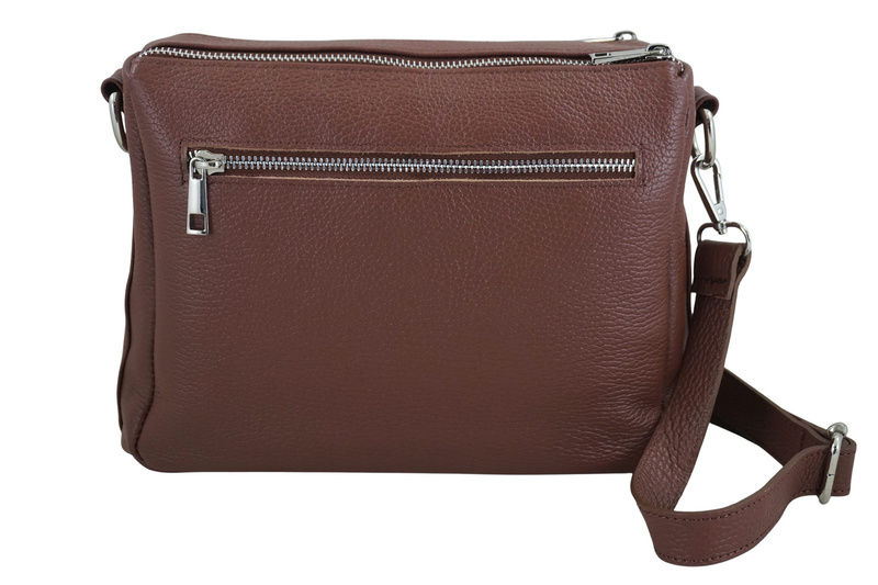 Codzienna torebka ze skóry naturalnej z zamszem - Brązowa
