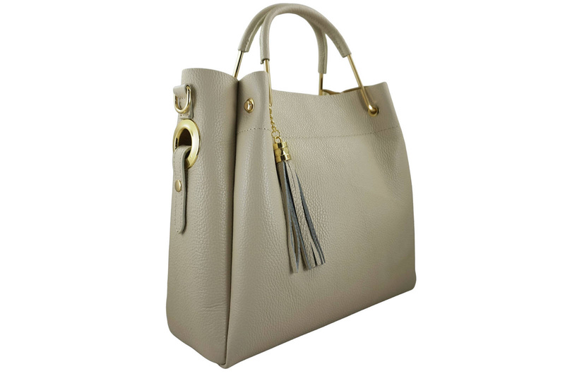 Torebka kuferek skórzana damska - Beżowa jasna