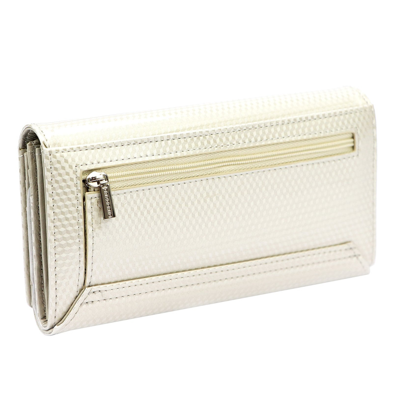 Duży Lakierowany damski portfel ze skóry Gregorio