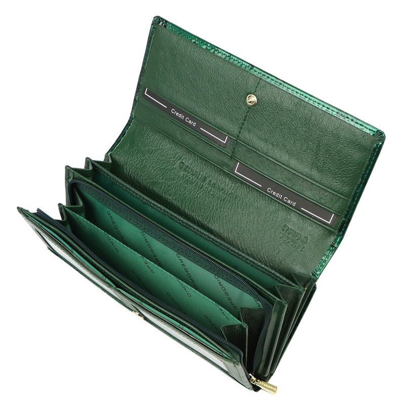 Gregorio damski portfel podłużny skórzana duża portmonetka w motyle