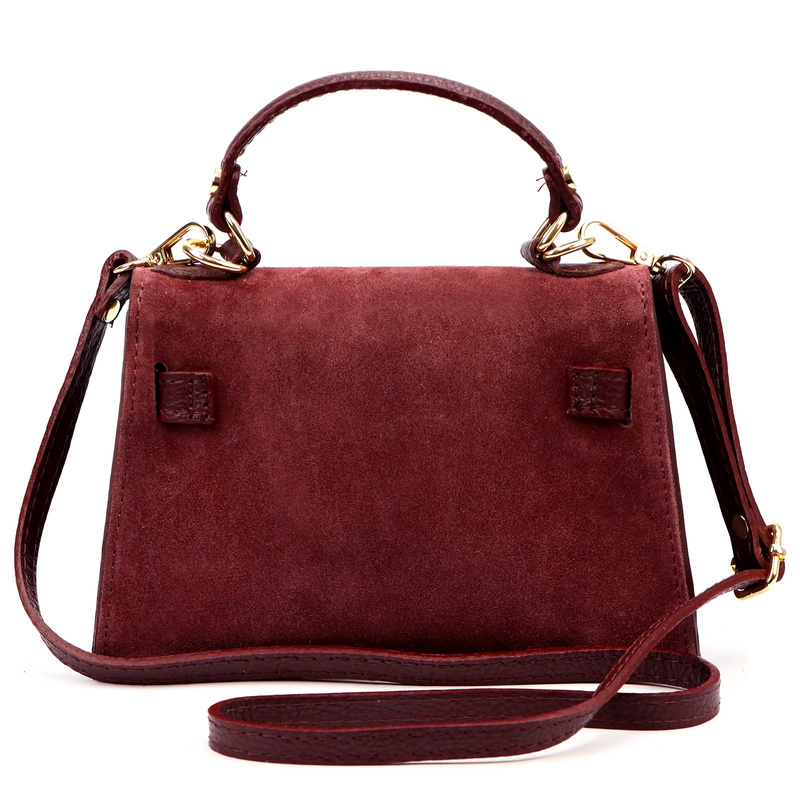 Skórzana Zamszowa damska mała listonoszka torebka na ramię z uchwytem Luka