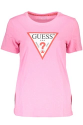T-SHIRT Z KRÓTKIM RĘKAWEM GUESS JEANS RÓŻOWY