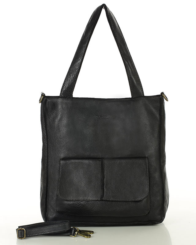 Torebka damska shopper A4 skóra naturalna - MARCO MAZZINI czarna