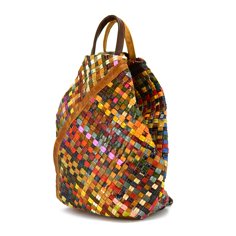 Skórzany pojemny damski torebka i plecak w mozaikę